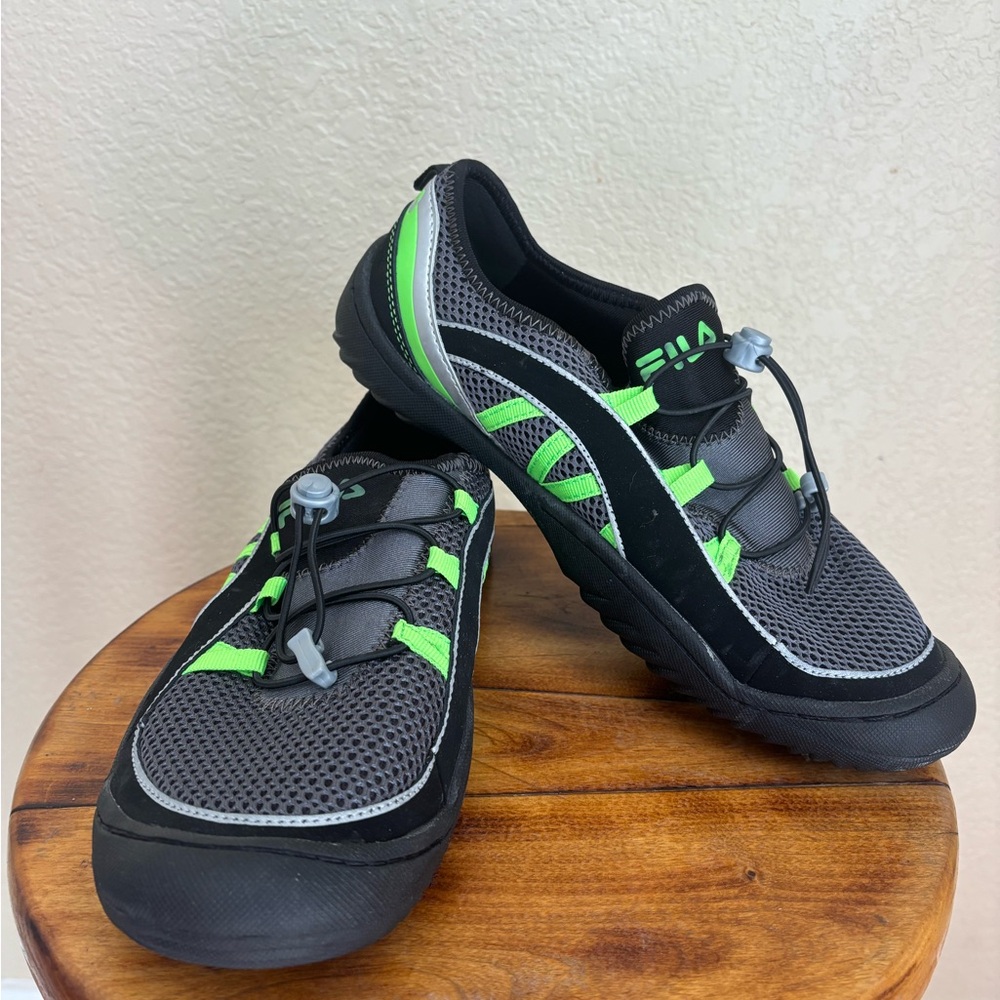 Fila Black and Neon Green Athletic Shoes
